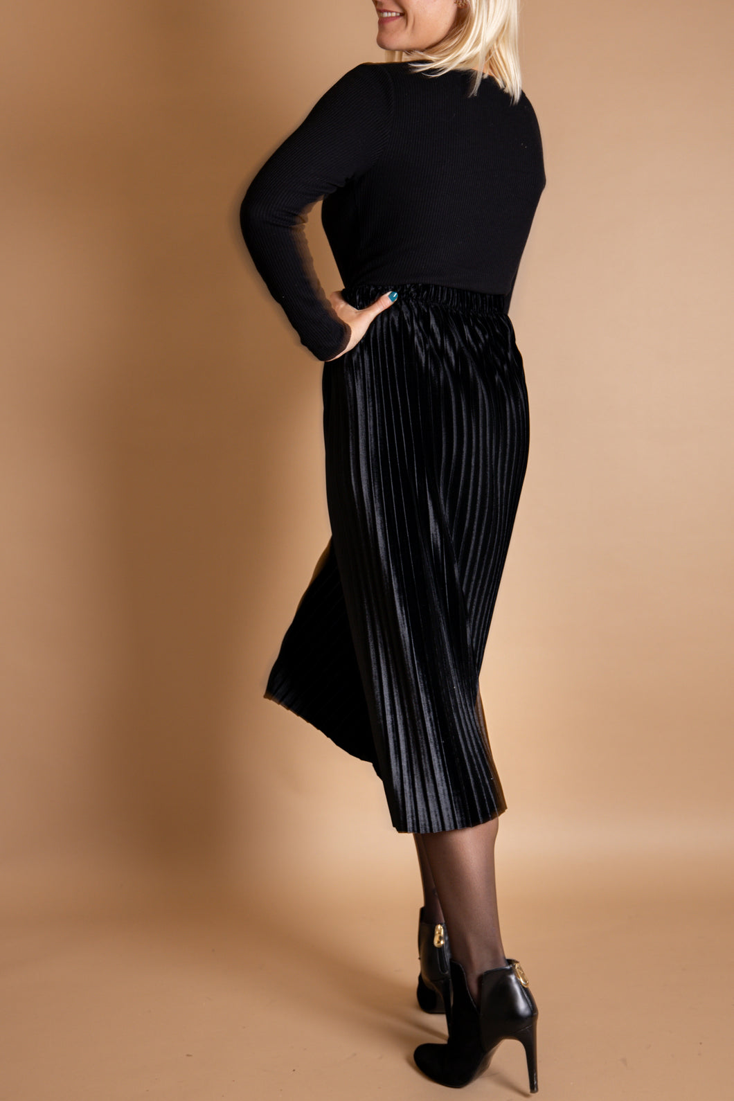 Jupe Armelle velours plissé noir
