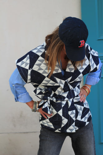 Kimono gilet bleu marine 