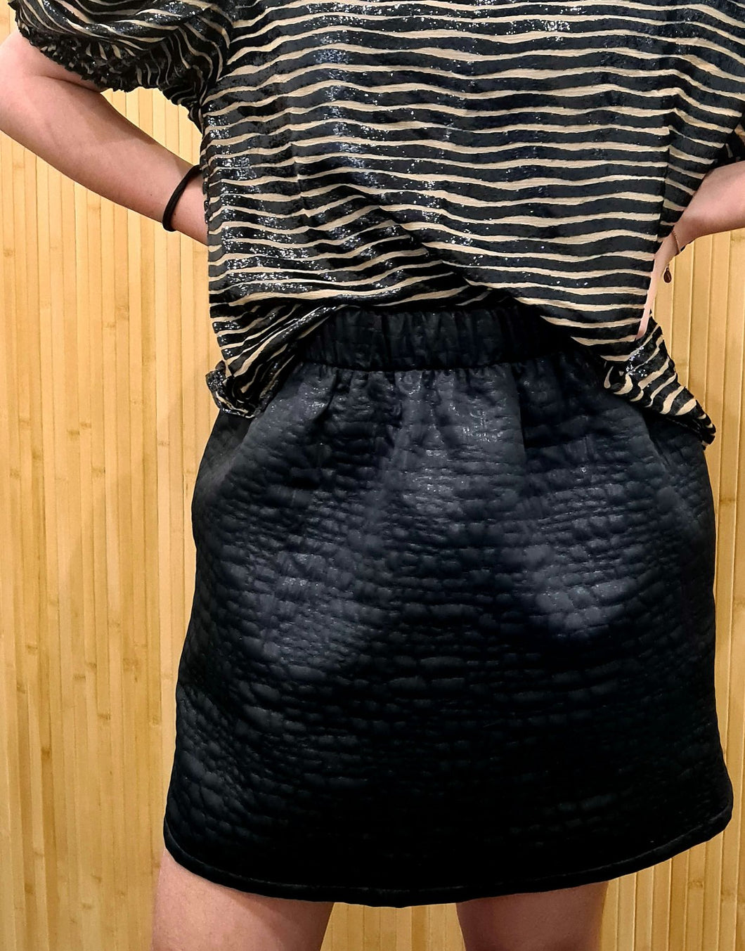 Jupe courte noire simili cuir Coco Panache
